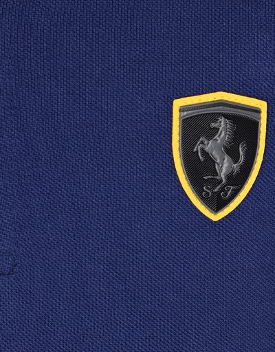 Scuderia Ferrari Online Store - Polo shirt for teens with Shield and yellow detailing - Short Sleeve Polos