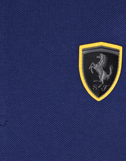 Scuderia Ferrari Online Store - Polo shirt for teens with Shield and yellow detailing - Short Sleeve Polos