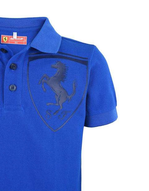 Scuderia Ferrari Online Store - Short-sleeve polo shirt for teens with Shield - Short Sleeve Polos