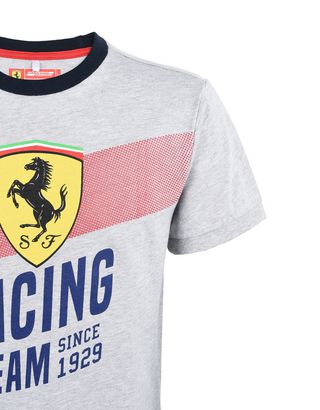 Scuderia Ferrari Online Store - Cotton T-shirt for teens with "Racing Team" print - Short Sleeve T-Shirts