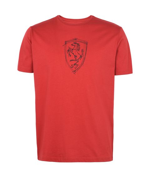 Scuderia Ferrari Online Store - Men's T-shirt with silkscreen print of the Shield - Short Sleeve T-Shirts