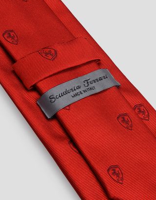 Scuderia Ferrari Online Store - Jacquard tie with Ferrari Shield - Printed Ties