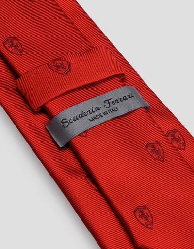 Scuderia Ferrari Online Store - Jacquard tie with Ferrari Shield - Printed Ties