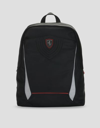 Laptop backpack in embroidered technical fabric