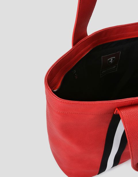 Scuderia Ferrari Online Store - Women's red faux leather Scuderia Ferrari bag - Tote Bags