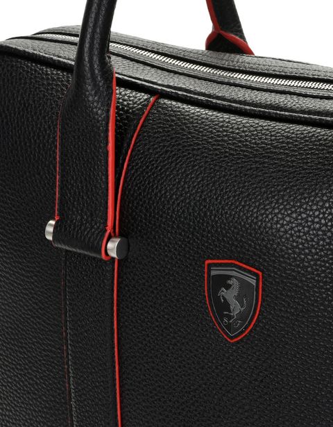 Scuderia Ferrari Online Store - Women's laptop bag in hammered calfskin leather - Briefcase Bags