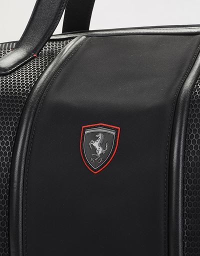 Scuderia Ferrari Online Store - Shoulder bag in perforated technical fabric and leather - Duffle Bags