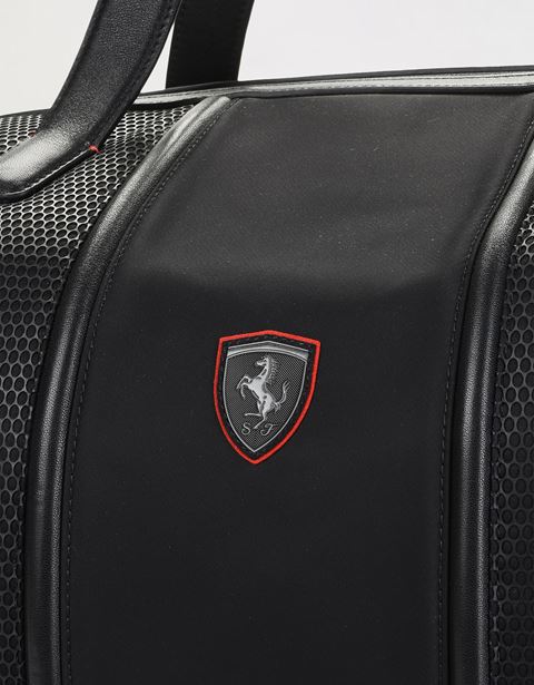 Scuderia Ferrari Online Store - Shoulder bag in perforated technical fabric and leather -