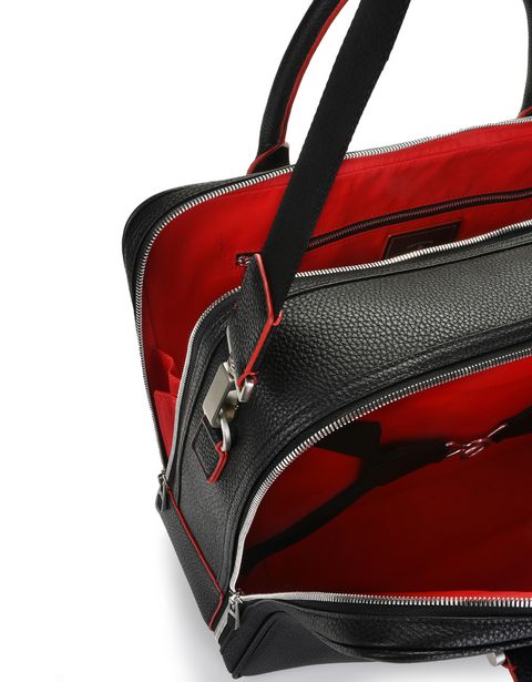 Scuderia Ferrari Online Store - Travel bag in hammered calfskin leather - Top Handle Bags