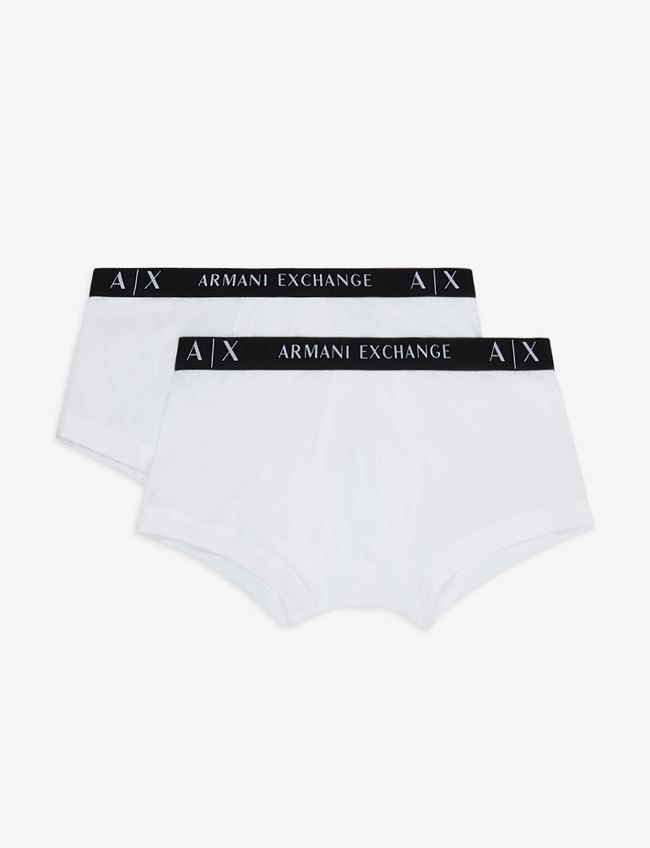 Armani Exchange Boxer Bianco Cotone, Elastan