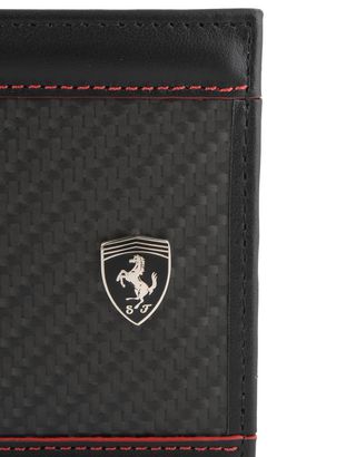 Scuderia Ferrari Online Store - Horizontal leather and carbon fiber wallet - Horizontal Wallets