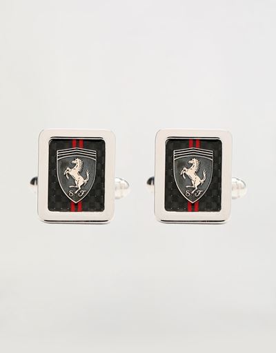 メンズ Scuderia Ferrari エンボス加工 シルバーカフリンクス