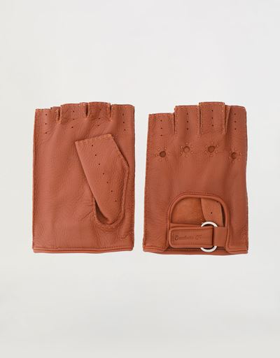 Men's fingerless leather driving gloves