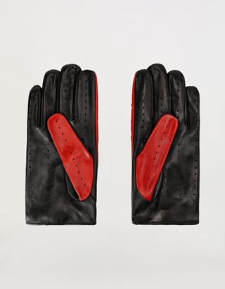 Scuderia Ferrari Online Store - Men's lambskin leather driving gloves - Regular Gloves