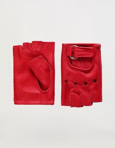 Men's fingerless leather driving gloves