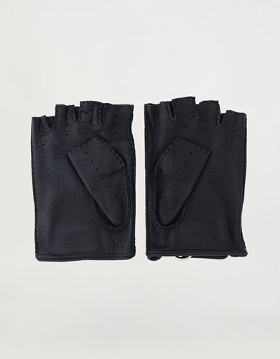 Scuderia Ferrari Online Store - Men's fingerless leather driving gloves - Fingerless Gloves