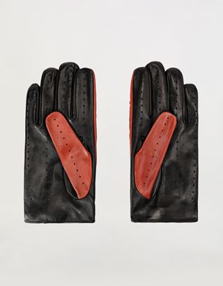 Scuderia Ferrari Online Store - Men's lambskin leather driving gloves - Regular Gloves