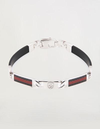 Scuderia Ferrari Online Store - Braccialetto da uomo Scuderia Ferrari in argento - Ciondoli e Bracciali