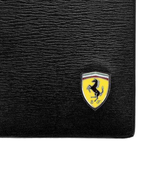Scuderia Ferrari Online Store - Men's boarded calfskin leather and carbon fiber card holder - Credit Card Holders