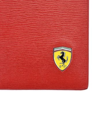 Scuderia Ferrari Online Store - Men's boarded leather and carbon fibre credit card holder - Credit Card Holders