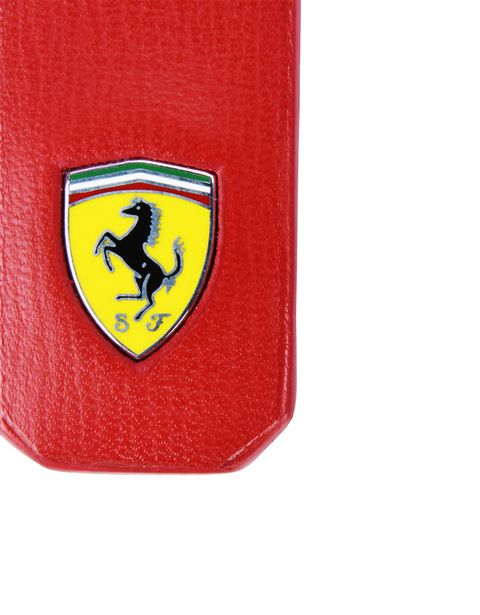 Scuderia Ferrari Online Store - Keyring in boarded calfskin leather with Ferrari Shield - Keyholders