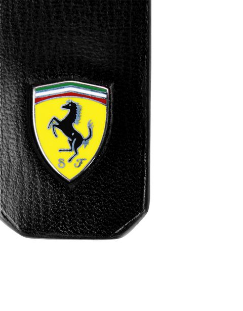Scuderia Ferrari Online Store - Keyring in boarded calfskin leather with Ferrari Shield - Keyholders