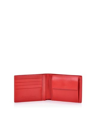 Scuderia Ferrari Online Store - Horizontal boarded calfskin leather wallet - Horizontal Wallets