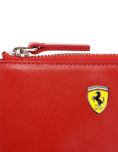 Scuderia Ferrari Online Store - Women's boarded calfskin leather key pouch - Keyholders