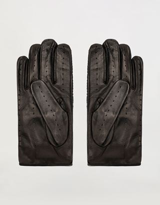 Scuderia Ferrari Online Store - Men's lambskin leather driving gloves - Regular Gloves