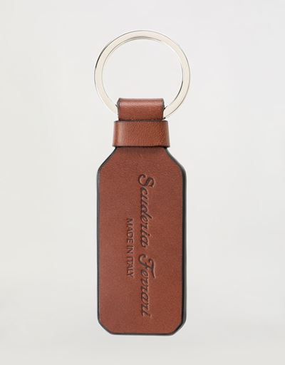 Scuderia Ferrari Online Store - Natural leather keyring with enamel Shield and an artisan finish - Keyholders