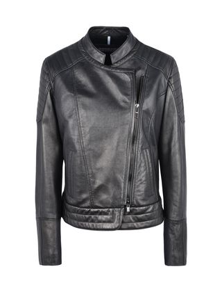 Scuderia Ferrari Online Store - Women's leather jacket with metallic finish - Leather Jackets