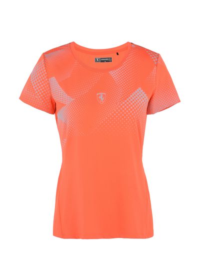 Scuderia Ferrari Online Store - Women's athletic T-shirt in reflective technical fabric - Short Sleeve T-Shirts