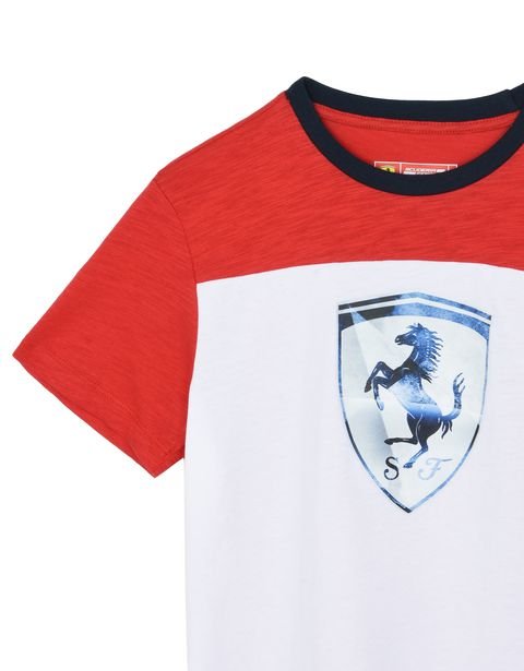 Scuderia Ferrari Online Store - Two-tone T-shirt for teens in slub jersey - Short Sleeve T-Shirts