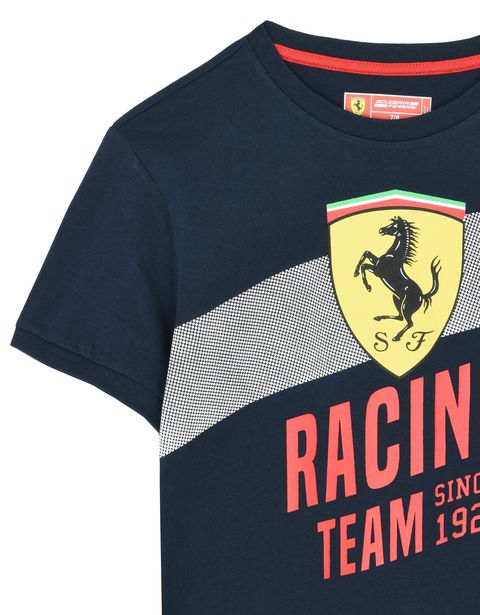 Scuderia Ferrari Online Store - Cotton T-shirt for teens with "Racing Team" print - Short Sleeve T-Shirts