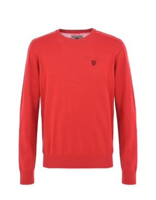 Scuderia Ferrari Online Store - Long-sleeve sweater in Italian cotton yarn - Crew Neck Jumpers