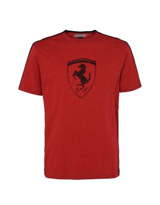 Scuderia Ferrari Online Store - Men's crewneck T-shirt with Shield - Short Sleeve T-Shirts