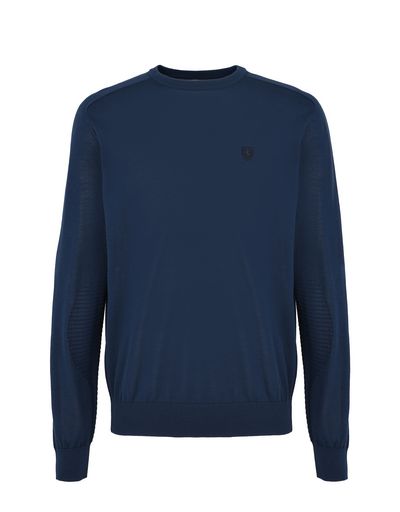 Scuderia Ferrari Online Store - Long-sleeve sweater in Italian cotton yarn - Crew Neck Sweaters