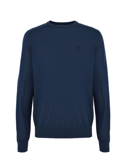 Scuderia Ferrari Online Store - Long-sleeve sweater in Italian cotton yarn - Crew Neck Sweaters