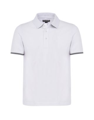 Scuderia Ferrari Online Store - Men's short-sleeve polo shirt in stretch piqué cotton - Short Sleeve Polos