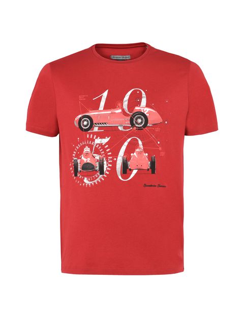 Scuderia Ferrari Online Store - Men's Scuderia Ferrari crewneck T-shirt with Formula 1 print - Short Sleeve T-Shirts
