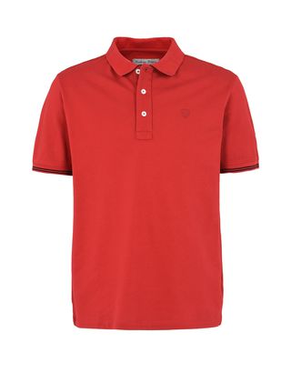 Scuderia Ferrari Online Store - Men's short-sleeve polo shirt in stretch piqué cotton - Short Sleeve Polos