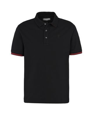 Scuderia Ferrari Online Store - Men's short-sleeve polo shirt in stretch piqué cotton - Short Sleeve Polos