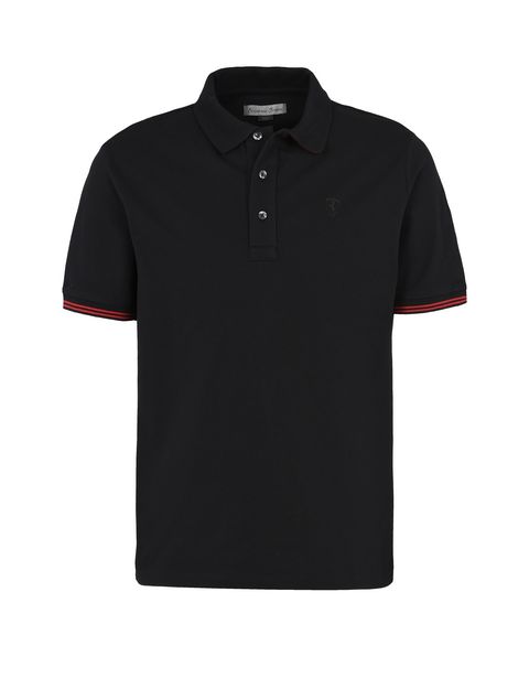 Scuderia Ferrari Online Store - Men's short-sleeve polo shirt in stretch piqué cotton - Short Sleeve Polos