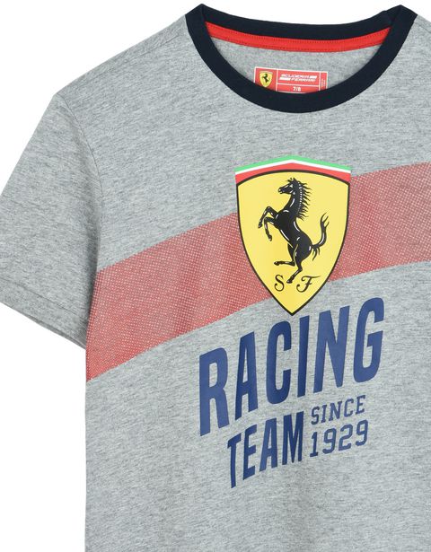 Scuderia Ferrari Online Store - T-shirt in cotone ragazzo con stampa "Racing team" - T-shirt manica corta