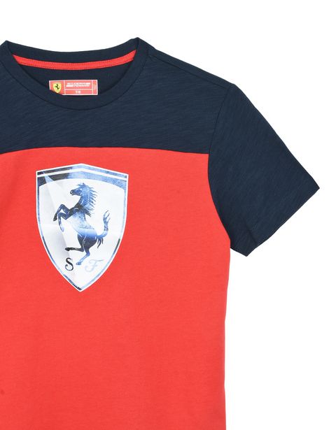 Scuderia Ferrari Online Store - T-shirt bicolore ragazzo in slub jersey - T-shirt manica corta
