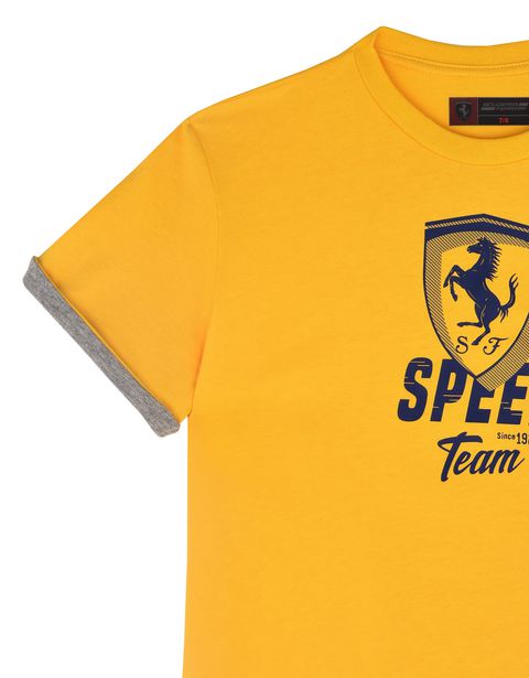Scuderia Ferrari Online Store - Solid color T-shirt for teens with "Speed" graphic - Short Sleeve T-Shirts