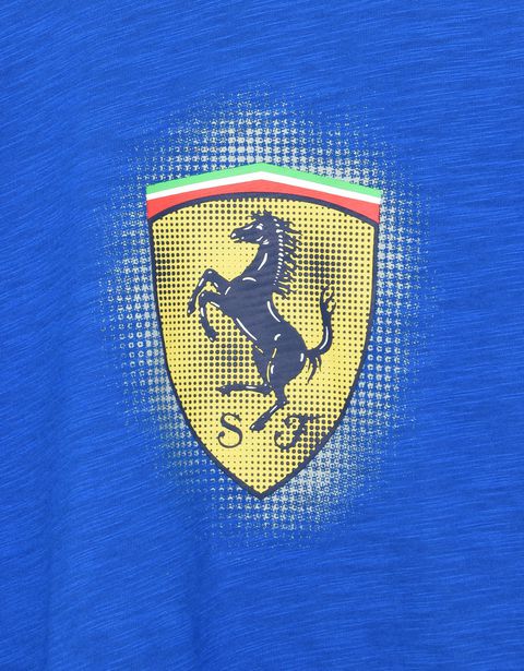 Scuderia Ferrari Online Store - Scuderia Ferrari T-shirt for teens with a yellow Shield - Short Sleeve T-Shirts