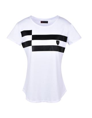Scuderia Ferrari Online Store - Women's short-sleeve shirt with checkerboard pattern - Short Sleeve T-Shirts