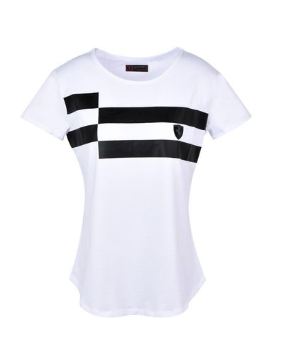 Scuderia Ferrari Online Store - Women's short-sleeve shirt with checkerboard pattern - Short Sleeve T-Shirts