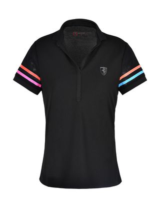 Scuderia Ferrari Online Store - Breathable polo shirt in technical fabric with Shield on the breast - Short Sleeve Polos